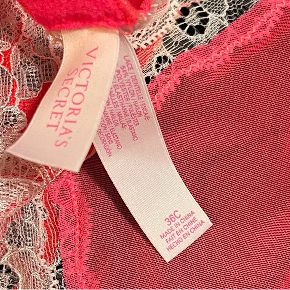 36C VS Victoria’s Secret Dream Angels Coral Cream Floral Seduction Garter slip